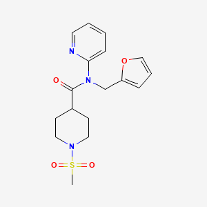 molecular formula C17H21N3O4S B7319624 N-(furan-2-ylmethyl)-1-methylsulfonyl-N-pyridin-2-ylpiperidine-4-carboxamide 