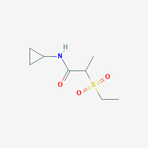molecular formula C8H15NO3S B7319647 N-cyclopropyl-2-ethylsulfonylpropanamide 