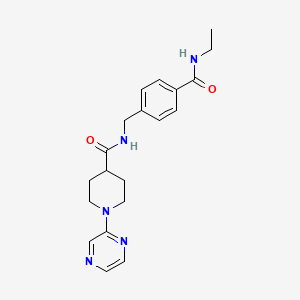 molecular formula C20H25N5O2 B7319693 N-[[4-(ethylcarbamoyl)phenyl]methyl]-1-pyrazin-2-ylpiperidine-4-carboxamide 