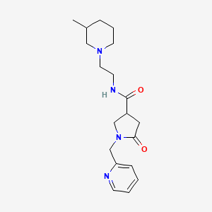 molecular formula C19H28N4O2 B7319750 N-[2-(3-methylpiperidin-1-yl)ethyl]-5-oxo-1-(pyridin-2-ylmethyl)pyrrolidine-3-carboxamide 