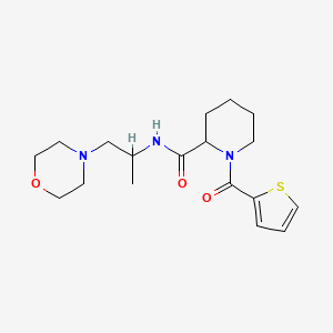 molecular formula C18H27N3O3S B7319769 N-(1-morpholin-4-ylpropan-2-yl)-1-(thiophene-2-carbonyl)piperidine-2-carboxamide 