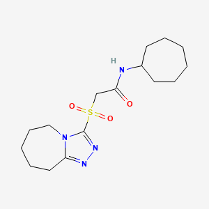 molecular formula C16H26N4O3S B7319901 N-cycloheptyl-2-(6,7,8,9-tetrahydro-5H-[1,2,4]triazolo[4,3-a]azepin-3-ylsulfonyl)acetamide 