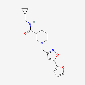 molecular formula C18H23N3O3 B7319965 N-(cyclopropylmethyl)-1-[[5-(furan-2-yl)-1,2-oxazol-3-yl]methyl]piperidine-3-carboxamide 