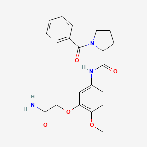 molecular formula C21H23N3O5 B7320047 N-[3-(2-amino-2-oxoethoxy)-4-methoxyphenyl]-1-benzoylpyrrolidine-2-carboxamide 