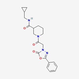 molecular formula C20H24N4O4 B7320095 N-(cyclopropylmethyl)-1-[2-(2-oxo-5-phenyl-1,3,4-oxadiazol-3-yl)acetyl]piperidine-3-carboxamide 