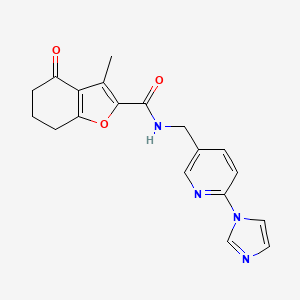 molecular formula C19H18N4O3 B7320211 N-[(6-imidazol-1-ylpyridin-3-yl)methyl]-3-methyl-4-oxo-6,7-dihydro-5H-1-benzofuran-2-carboxamide 
