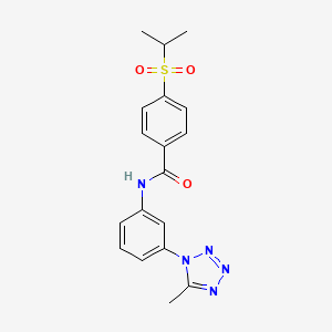 molecular formula C18H19N5O3S B7320237 N-[3-(5-methyltetrazol-1-yl)phenyl]-4-propan-2-ylsulfonylbenzamide 