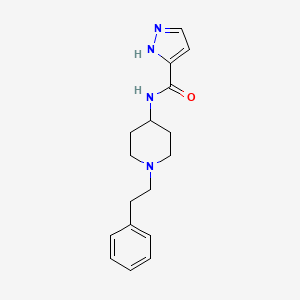 molecular formula C17H22N4O B7320248 N-[1-(2-phenylethyl)piperidin-4-yl]-1H-pyrazole-5-carboxamide 