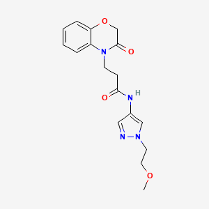 molecular formula C17H20N4O4 B7320299 N-[1-(2-methoxyethyl)pyrazol-4-yl]-3-(3-oxo-1,4-benzoxazin-4-yl)propanamide 