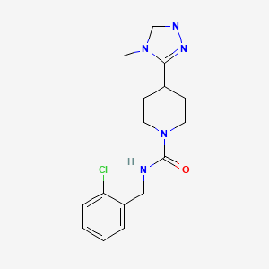 molecular formula C16H20ClN5O B7320347 N-[(2-chlorophenyl)methyl]-4-(4-methyl-1,2,4-triazol-3-yl)piperidine-1-carboxamide 