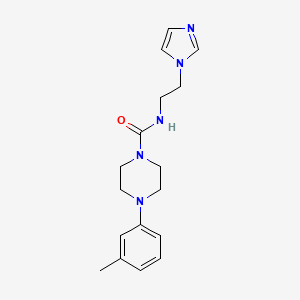 molecular formula C17H23N5O B7320386 N-(2-imidazol-1-ylethyl)-4-(3-methylphenyl)piperazine-1-carboxamide 
