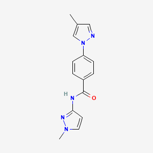 molecular formula C15H15N5O B7320398 N-(1-methylpyrazol-3-yl)-4-(4-methylpyrazol-1-yl)benzamide 