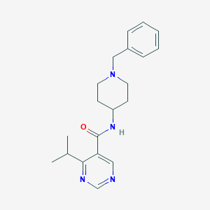 molecular formula C20H26N4O B7320407 N-(1-benzylpiperidin-4-yl)-4-propan-2-ylpyrimidine-5-carboxamide 