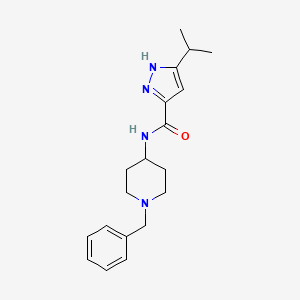 molecular formula C19H26N4O B7320519 N-(1-benzylpiperidin-4-yl)-5-propan-2-yl-1H-pyrazole-3-carboxamide 