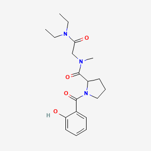 molecular formula C19H27N3O4 B7320562 N-[2-(diethylamino)-2-oxoethyl]-1-(2-hydroxybenzoyl)-N-methylpyrrolidine-2-carboxamide 