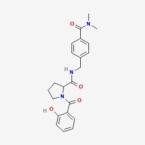 molecular formula C22H25N3O4 B7320620 N-[[4-(dimethylcarbamoyl)phenyl]methyl]-1-(2-hydroxybenzoyl)pyrrolidine-2-carboxamide 