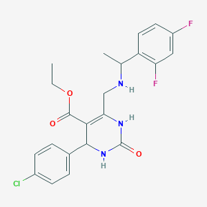 molecular formula C22H22ClF2N3O3 B7320661 ethyl 4-(4-chlorophenyl)-6-[[1-(2,4-difluorophenyl)ethylamino]methyl]-2-oxo-3,4-dihydro-1H-pyrimidine-5-carboxylate 