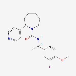 molecular formula C21H26FN3O2 B7320747 N-[1-(3-fluoro-4-methoxyphenyl)ethyl]-2-pyridin-4-ylazepane-1-carboxamide 