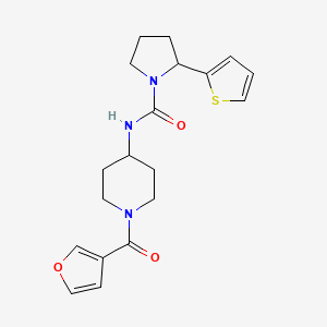 molecular formula C19H23N3O3S B7320769 N-[1-(furan-3-carbonyl)piperidin-4-yl]-2-thiophen-2-ylpyrrolidine-1-carboxamide 