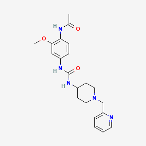 molecular formula C21H27N5O3 B7320802 N-[2-methoxy-4-[[1-(pyridin-2-ylmethyl)piperidin-4-yl]carbamoylamino]phenyl]acetamide 