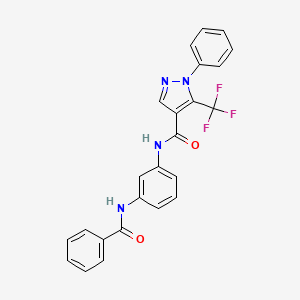 molecular formula C24H17F3N4O2 B7320810 N-(3-benzamidophenyl)-1-phenyl-5-(trifluoromethyl)pyrazole-4-carboxamide 