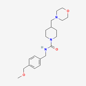 molecular formula C20H31N3O3 B7320854 N-[[4-(methoxymethyl)phenyl]methyl]-4-(morpholin-4-ylmethyl)piperidine-1-carboxamide 