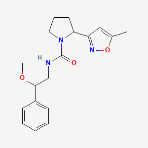 molecular formula C18H23N3O3 B7320860 N-(2-methoxy-2-phenylethyl)-2-(5-methyl-1,2-oxazol-3-yl)pyrrolidine-1-carboxamide 