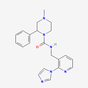 molecular formula C21H24N6O B7320867 N-[(2-imidazol-1-ylpyridin-3-yl)methyl]-4-methyl-2-phenylpiperazine-1-carboxamide 