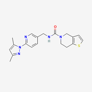 molecular formula C19H21N5OS B7320871 N-[[6-(3,5-dimethylpyrazol-1-yl)pyridin-3-yl]methyl]-6,7-dihydro-4H-thieno[3,2-c]pyridine-5-carboxamide 