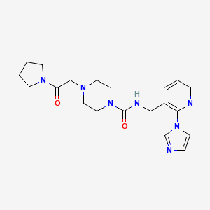 molecular formula C20H27N7O2 B7320877 N-[(2-imidazol-1-ylpyridin-3-yl)methyl]-4-(2-oxo-2-pyrrolidin-1-ylethyl)piperazine-1-carboxamide 
