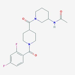 molecular formula C20H25F2N3O3 B7320925 N-[1-[1-(2,4-difluorobenzoyl)piperidine-4-carbonyl]piperidin-3-yl]acetamide 
