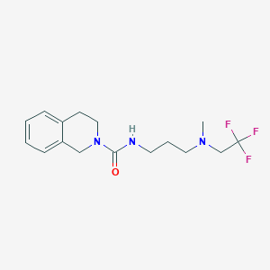 molecular formula C16H22F3N3O B7321063 N-[3-[methyl(2,2,2-trifluoroethyl)amino]propyl]-3,4-dihydro-1H-isoquinoline-2-carboxamide 