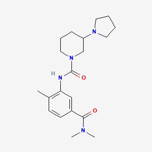 molecular formula C20H30N4O2 B7321178 N-[5-(dimethylcarbamoyl)-2-methylphenyl]-3-pyrrolidin-1-ylpiperidine-1-carboxamide 