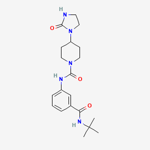 molecular formula C20H29N5O3 B7321225 N-[3-(tert-butylcarbamoyl)phenyl]-4-(2-oxoimidazolidin-1-yl)piperidine-1-carboxamide 