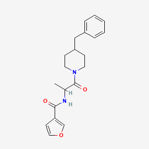 molecular formula C20H24N2O3 B7321228 N-[1-(4-benzylpiperidin-1-yl)-1-oxopropan-2-yl]furan-3-carboxamide 