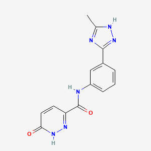 molecular formula C14H12N6O2 B7321257 N-[3-(5-methyl-1H-1,2,4-triazol-3-yl)phenyl]-6-oxo-1H-pyridazine-3-carboxamide 