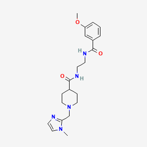 molecular formula C21H29N5O3 B7321291 N-[2-[(3-methoxybenzoyl)amino]ethyl]-1-[(1-methylimidazol-2-yl)methyl]piperidine-4-carboxamide 