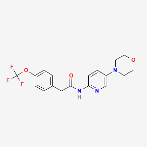 molecular formula C18H18F3N3O3 B7321296 N-(5-morpholin-4-ylpyridin-2-yl)-2-[4-(trifluoromethoxy)phenyl]acetamide 