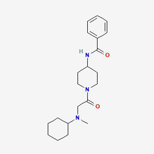 molecular formula C21H31N3O2 B7321310 N-[1-[2-[cyclohexyl(methyl)amino]acetyl]piperidin-4-yl]benzamide 
