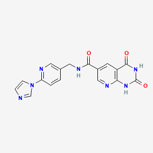 molecular formula C17H13N7O3 B7321312 N-[(6-imidazol-1-ylpyridin-3-yl)methyl]-2,4-dioxo-1H-pyrido[2,3-d]pyrimidine-6-carboxamide 