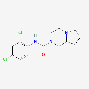 molecular formula C14H17Cl2N3O B7321353 N-(2,4-dichlorophenyl)-3,4,6,7,8,8a-hexahydro-1H-pyrrolo[1,2-a]pyrazine-2-carboxamide 
