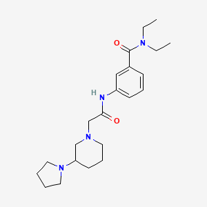 molecular formula C22H34N4O2 B7321402 N,N-diethyl-3-[[2-(3-pyrrolidin-1-ylpiperidin-1-yl)acetyl]amino]benzamide 
