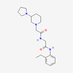 molecular formula C21H32N4O2 B7321414 N-(2-ethylphenyl)-2-[[2-(3-pyrrolidin-1-ylpiperidin-1-yl)acetyl]amino]acetamide 