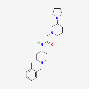 molecular formula C24H38N4O B7321427 N-[1-[(2-methylphenyl)methyl]piperidin-4-yl]-2-(3-pyrrolidin-1-ylpiperidin-1-yl)acetamide 