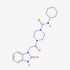 molecular formula C20H27N5O3 B7321473 N-cyclohexyl-4-[2-(2-oxo-3H-benzimidazol-1-yl)acetyl]piperazine-1-carboxamide 