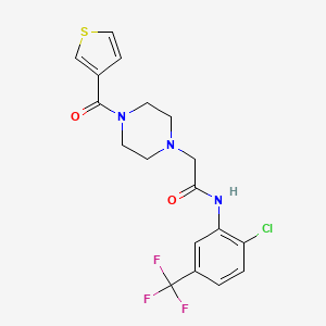 molecular formula C18H17ClF3N3O2S B7321480 N-[2-chloro-5-(trifluoromethyl)phenyl]-2-[4-(thiophene-3-carbonyl)piperazin-1-yl]acetamide 