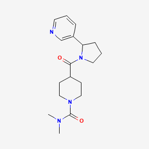 molecular formula C18H26N4O2 B7321551 N,N-dimethyl-4-(2-pyridin-3-ylpyrrolidine-1-carbonyl)piperidine-1-carboxamide 