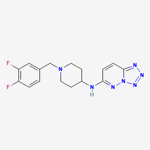 molecular formula C16H17F2N7 B7321581 N-[1-[(3,4-difluorophenyl)methyl]piperidin-4-yl]tetrazolo[1,5-b]pyridazin-6-amine 