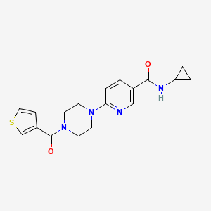 molecular formula C18H20N4O2S B7321586 N-cyclopropyl-6-[4-(thiophene-3-carbonyl)piperazin-1-yl]pyridine-3-carboxamide 