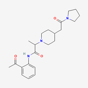 molecular formula C22H31N3O3 B7321668 N-(2-acetylphenyl)-2-[4-(2-oxo-2-pyrrolidin-1-ylethyl)piperidin-1-yl]propanamide 